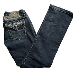 MISS ME Signature Boot Cut Jeans Women's Size 27 Bling JE8178BL Denim Blue